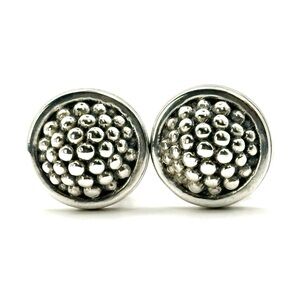 Lagos Signature Caviar Sterling Silver 15MM Button Earrings